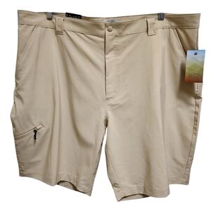 Ocean Coast Shorts Mens Sz 46 Tan Stretch Performance Zip Pocket Golf Casual